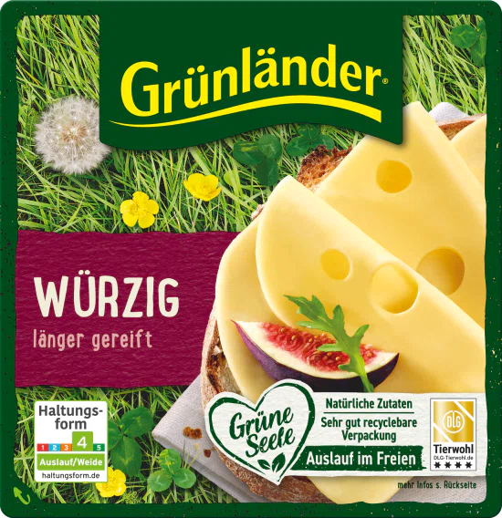 Grünländer Scheiben Würzig 48% 150g