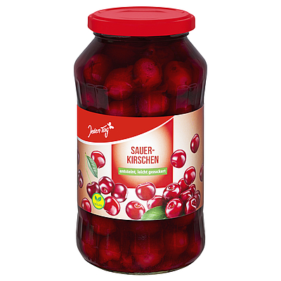 Jeden Tag Sauerkirschen entsteint & gezuckert 680 g Glas