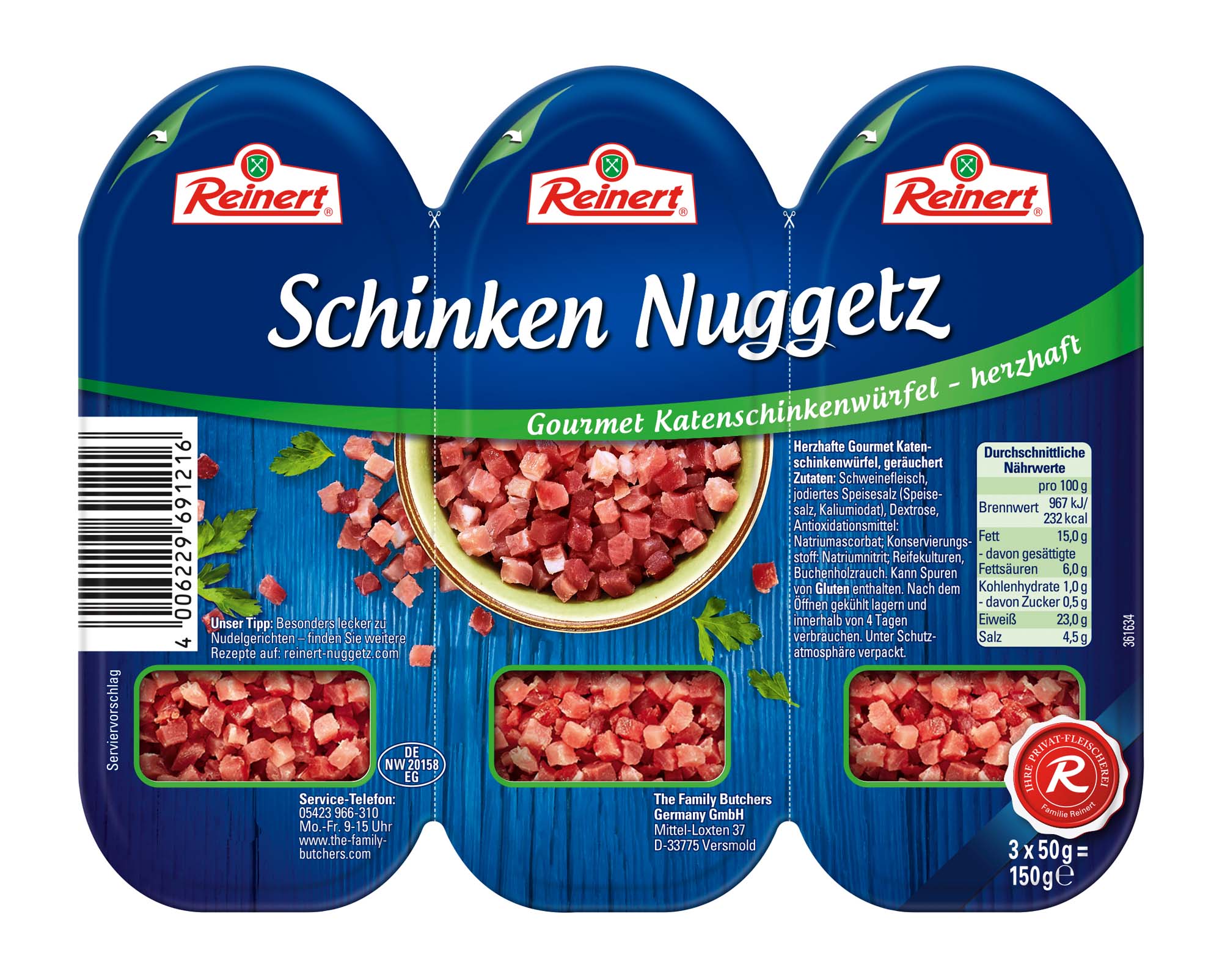 Reinert Nuggetz Extra Herzhaft 150 g (3 x 50 g)