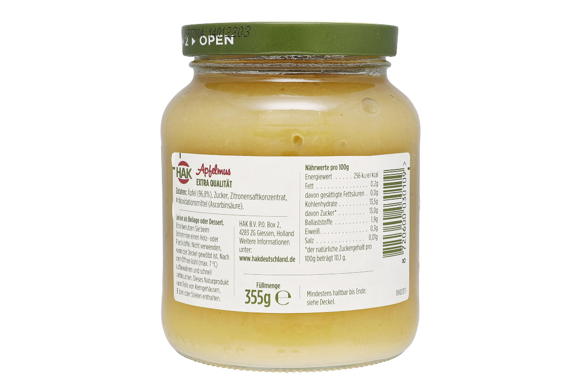 HAK Apfelmus 370 ml Glas